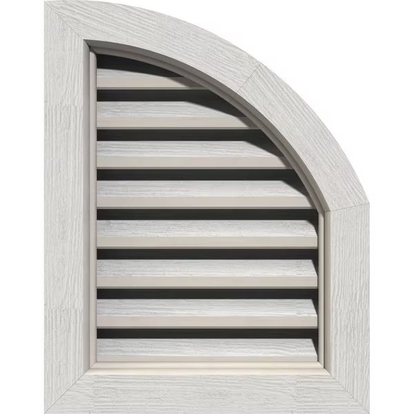 Quarter Round Top Right Western Red Cedar Gable Vent w/Brick Mould Face Frame, 09